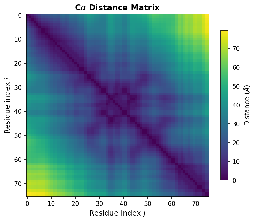 Cα distance matrix visualization